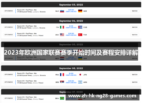 2023年欧洲国家联赛赛季开始时间及赛程安排详解